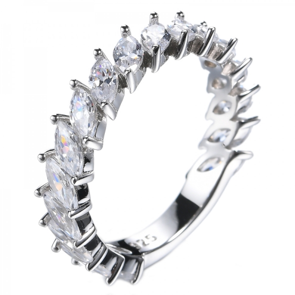 наполовину проложенное кольцо вечности 2,5 * 5 мм огранки маркиза белые обручальные кольца CZ
 