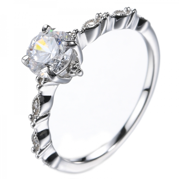 Обручальное кольцо из стерлингового серебра 925 пробы с покрытием из белого золота 18 карат круглой огранки
 