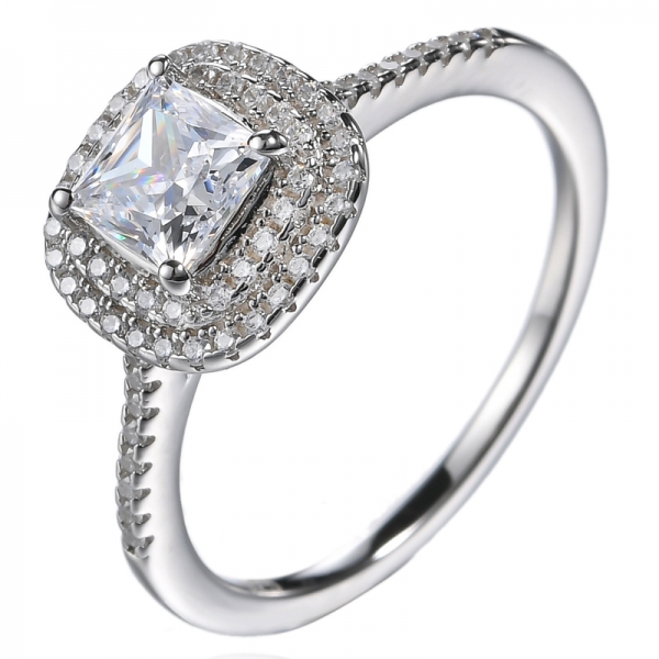 Обручальное кольцо с пасьянсом Halo из стерлингового серебра 925 пробы
 