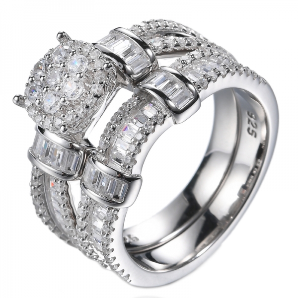 Обручальное кольцо из стерлингового серебра с кубическим цирконием
 