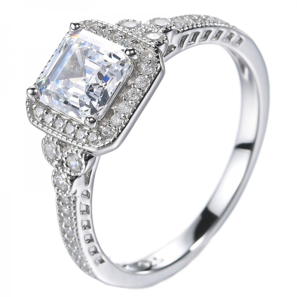 7,0 мм обручальное кольцо из стерлингового серебра с имитацией бриллианта принцессы огранки CZ
 
