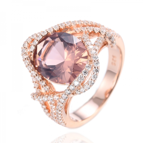 925 синтетический овальный морганит центр 18-каратного розового золота серебряное кольцо
 