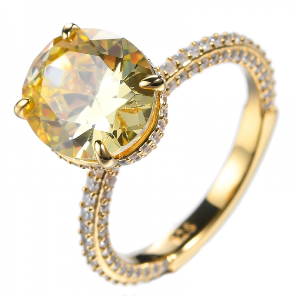 Овальное обручальное кольцо с топазом цвета шампанского CZ Обручальное кольцо из розового золота
 