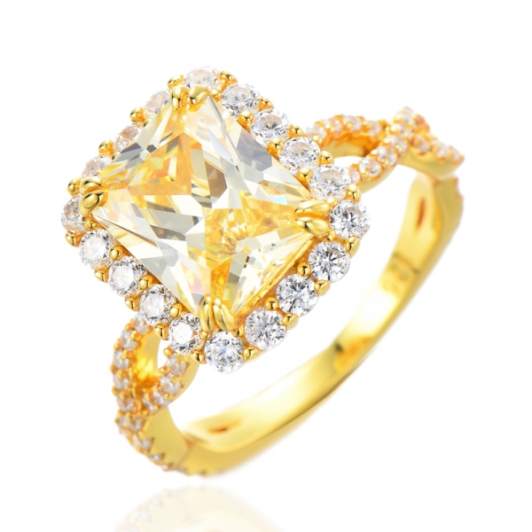 4.0CTW розовый бриллиант и белый кубический цирконий 18-каратное розовое золото поверх стерлингового серебра обручальное кольцо
 