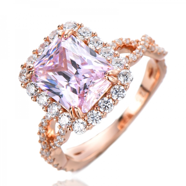 4.0CTW розовый бриллиант и белый кубический цирконий 18-каратное розовое золото поверх стерлингового серебра обручальное кольцо
 