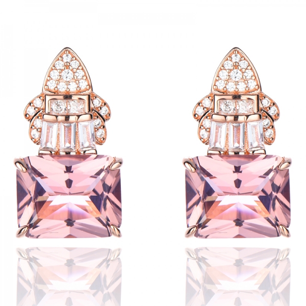 Необычные светло-розовые бриллиантовые серьги Элегантные и нежные серьги для женщин
 