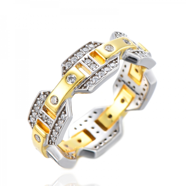 Двухцветное обручальное кольцо-обручальное кольцо Geometry Hollow из персонализированного золота и серебра
 