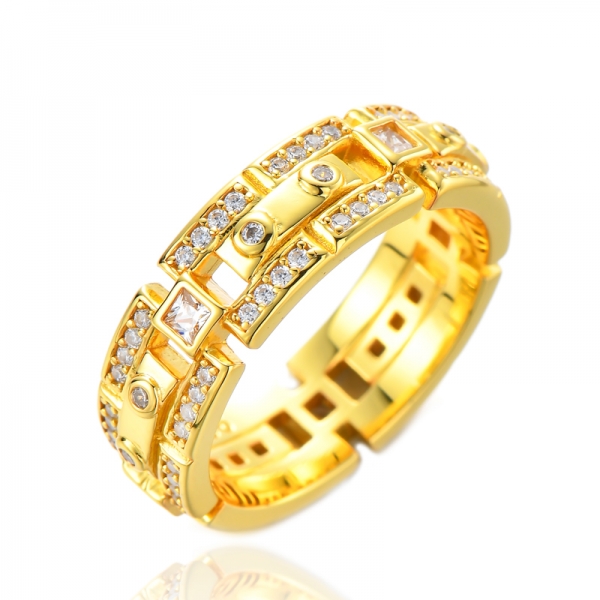 Двухцветное золото (белое/розовое) 2,0 мм квадратный кубический цирконий обручальное кольцо вечности 