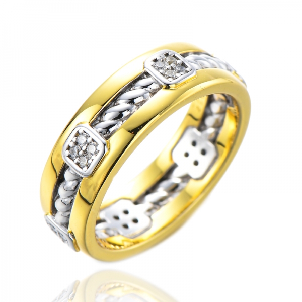 Женское двухцветное кольцо из стерлингового серебра 925 пробы с кубическим цирконием, имитирующее кольцо с бриллиантом вечности 
