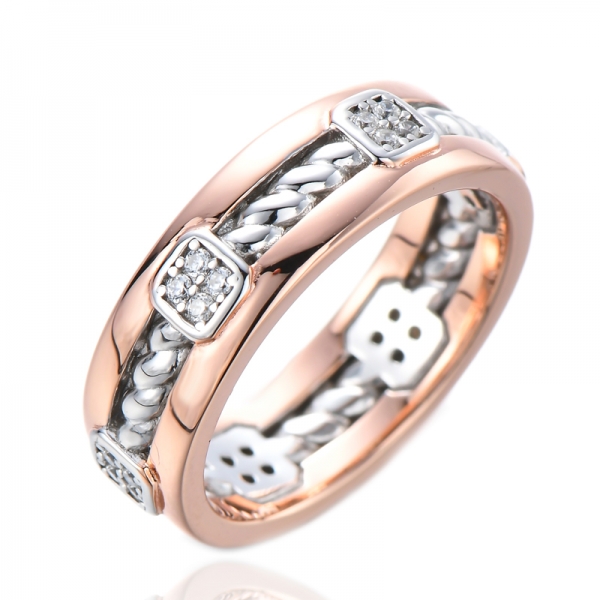 Женское двухцветное кольцо из стерлингового серебра 925 пробы с кубическим цирконием, имитирующее кольцо с бриллиантом вечности 