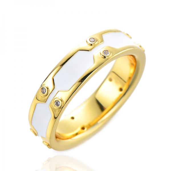 Позолоченные кольца из стерлингового серебра с белой эмалью для женщин 