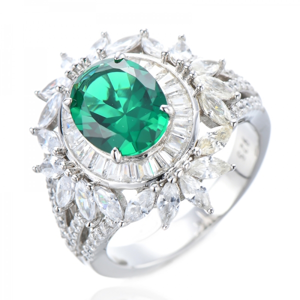 Помолвочное кольцо Halo с танзанитом овальной огранки и огранкой маркиза CZ с бриллиантом из стерлингового серебра 