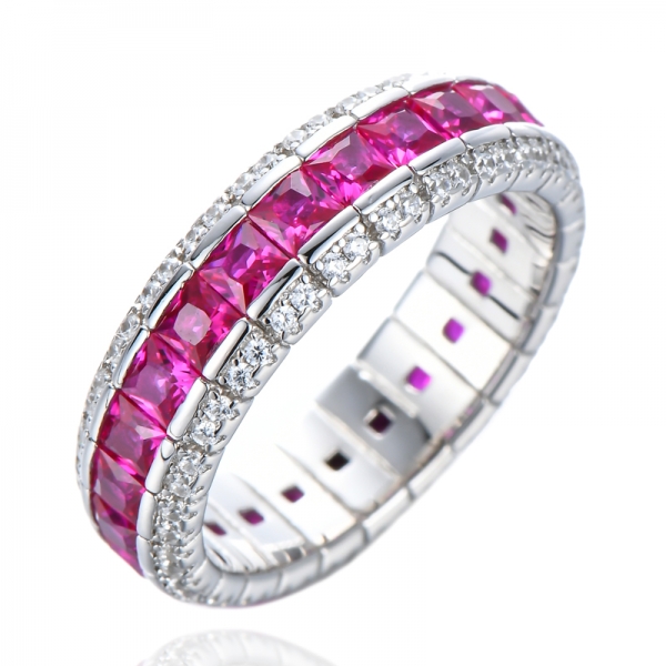 Многоцветное кольцо CZ Eternity Band из серебра 925 пробы с квадратной огранкой 