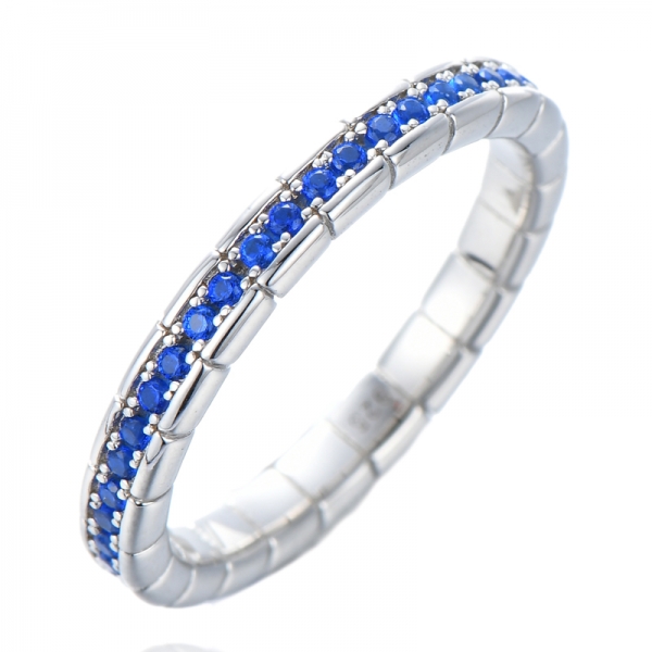 Ruby Gemstone Full Eternity Stackable Обручальное кольцо стерлингового серебра 925 пробы 