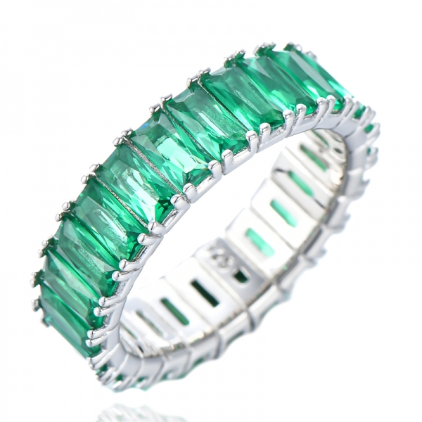 Обручальное кольцо из стерлингового серебра 925 пробы с зеленым изумрудом CZ и кубическим цирконием 