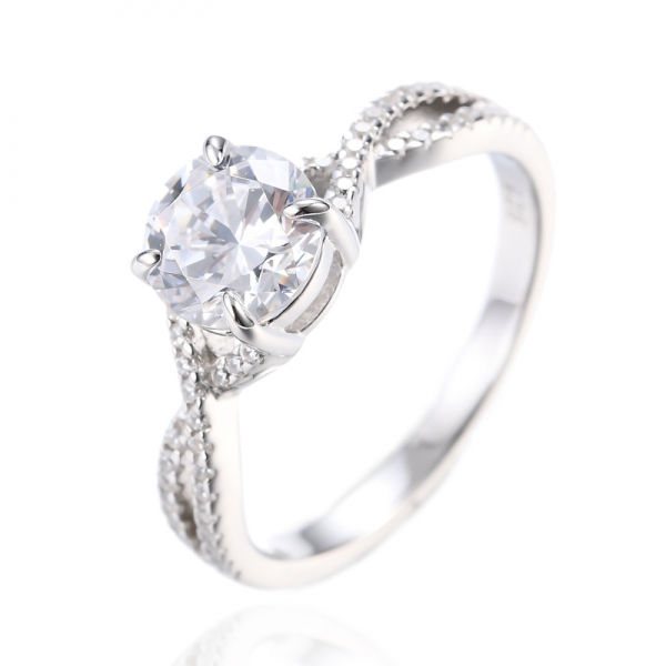 Круглое бриллиантовое обручальное кольцо 1,20 карата белого цвета с кубическим цирконием из стерлингового серебра 3 пробы 
