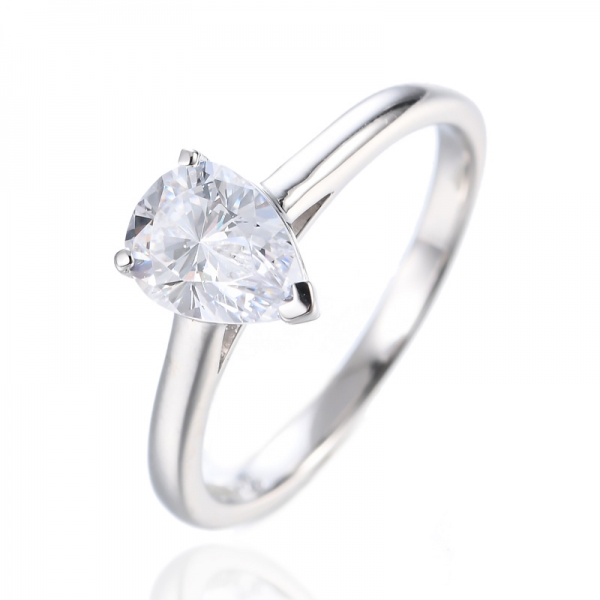 Женское помолвочное кольцо-пасьянс грушевидной формы с 1 каратным бриллиантом CZ 