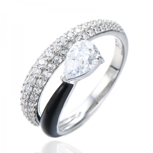 Помолвочные кольца с черной эмалью и фианитами из стерлингового серебра с бриллиантами CZ 