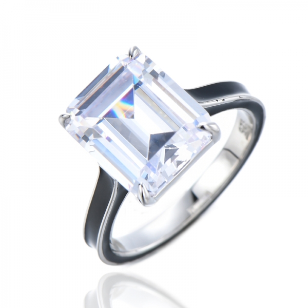 Кольцо принцессы с имитацией бриллиантового обручального кольца из стерлингового серебра 925 пробы с эмалью 
