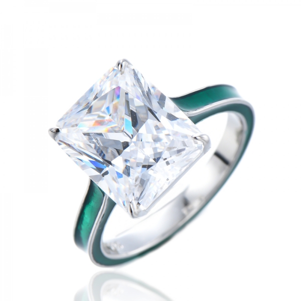 Кольцо принцессы с имитацией бриллиантового обручального кольца из стерлингового серебра 925 пробы с эмалью 
