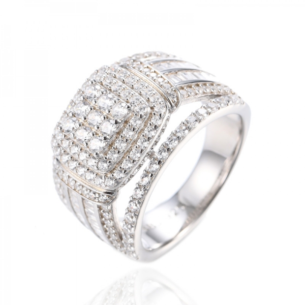 Кольцо из белого кубического циркония 925 Silver Women's Cluster Ring 