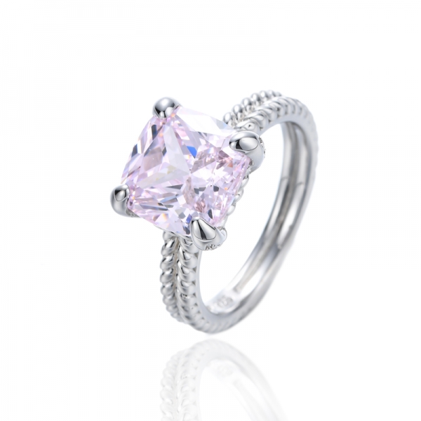 Серебряное кольцо с подвеской цвета шампанского с фианитом и покрытием из розового золота 