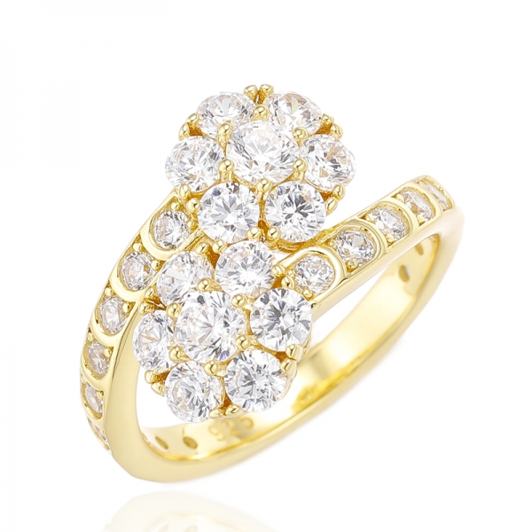 Круглое серебряное кольцо с розовым и желтым кубическим цирконом с покрытием из розового золота 