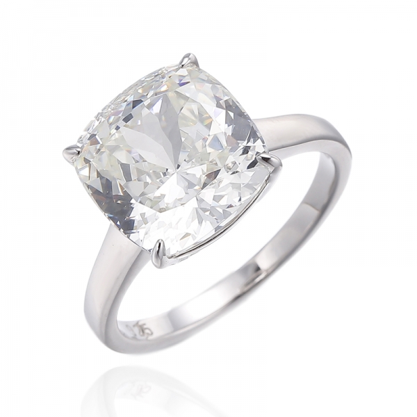 Кольцо Cushion Diamond G с кубическим цирконом, родием и серебром
     