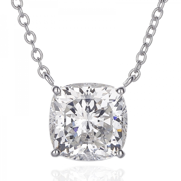 Ожерелье Cushion Diamond G с кубическим цирконием и родием, серебро
     