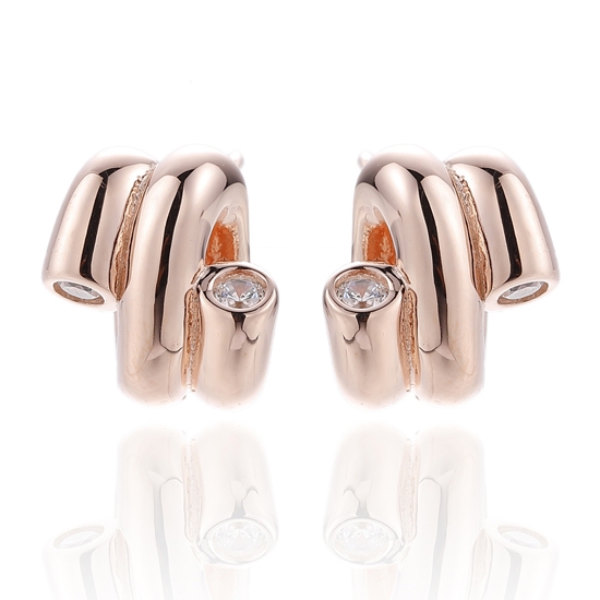 Серьги из серебра 925 пробы с круглым белым кубическим цирконием и золотым покрытием 