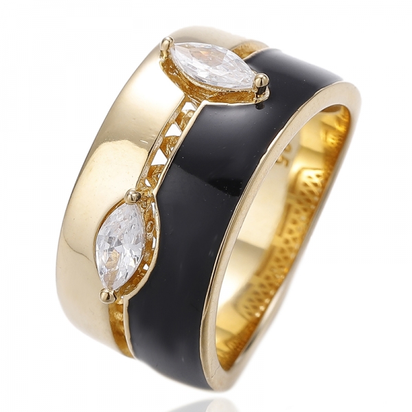 Серебряное кольцо Marquise Green Nano с зеленой эмалью и покрытием из розового золота 