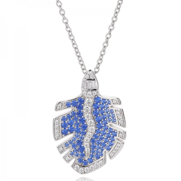 Подвеска с круглым зеленым нано- и коническим белым кубическим цирконием из родированного серебра 