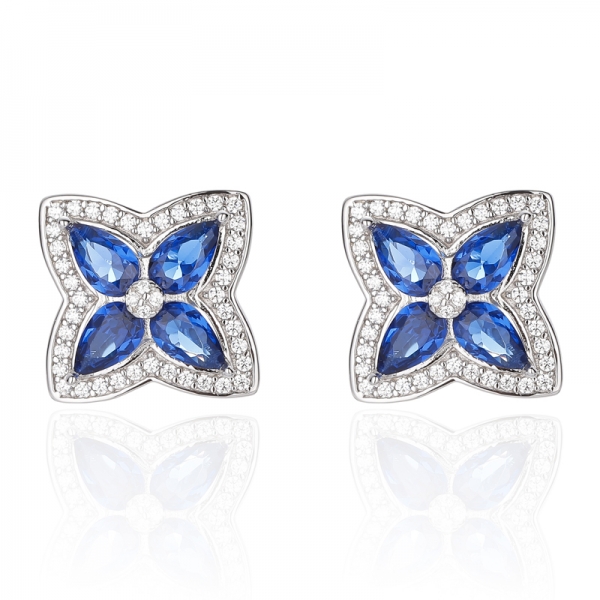 Серебряные серьги с грушевидным морганитом 925 пробы и круглым белым кубическим цирконом, покрытым розовым золотом 